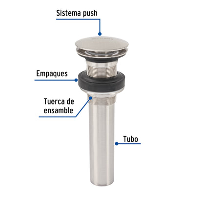 Contra p/lavabo, 1-1/4', sin rebosadero, hongo, latón, satín CE-226SN 45699 MM00