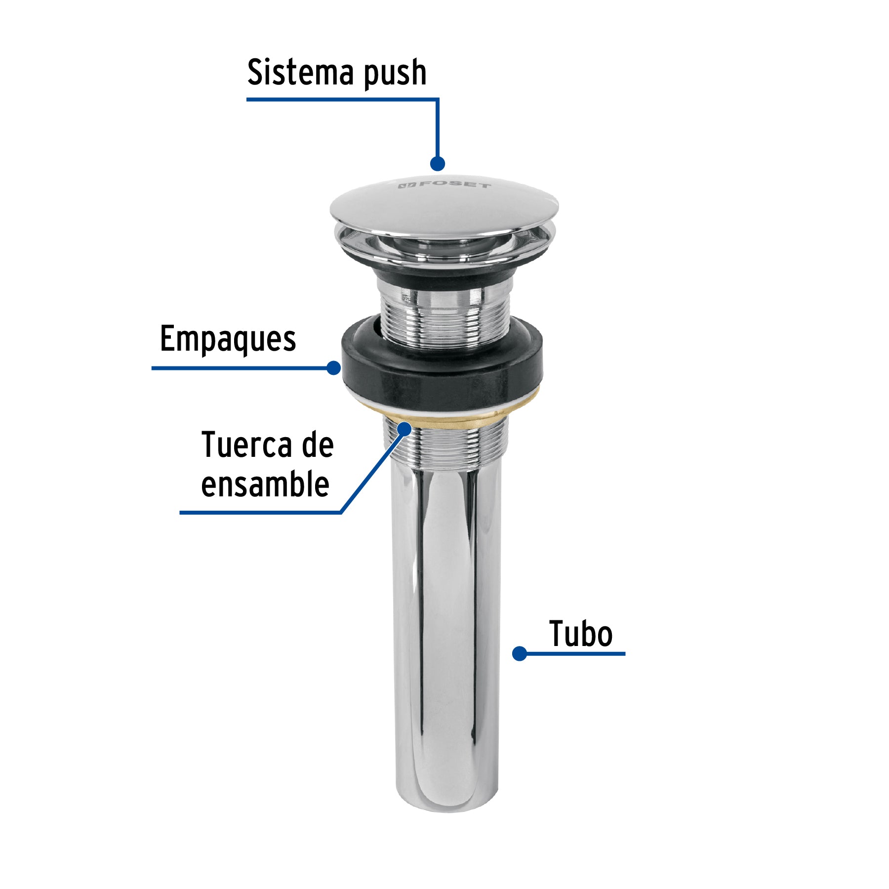 Contra p/lavabo, 1-1/4', sin rebosadero, hongo, latón, cromo CE-226S 45698 MM00