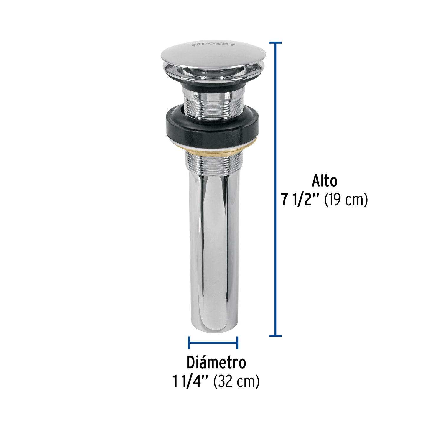 Contra p/lavabo, 1-1/4', sin rebosadero, hongo, latón, cromo CE-226S 45698 MM00