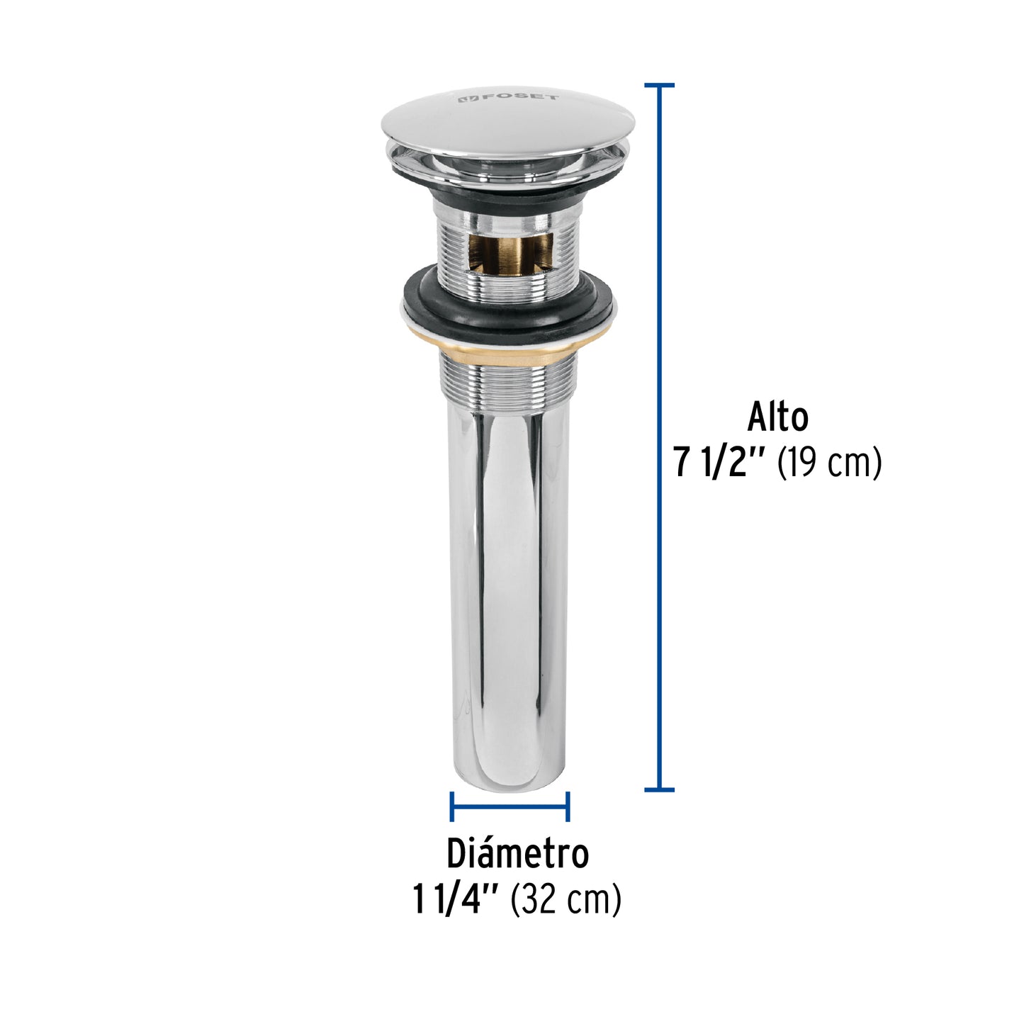 Contra p/lavabo, 1-1/4', con rebosadero, hongo, latón, cromo CE-226 45701 MM00