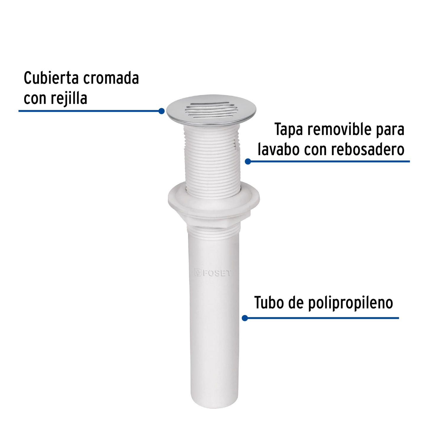 Contra para lavabo c/rebosadero, polipropileno, 1-1/4' CE-231 49333 MM00