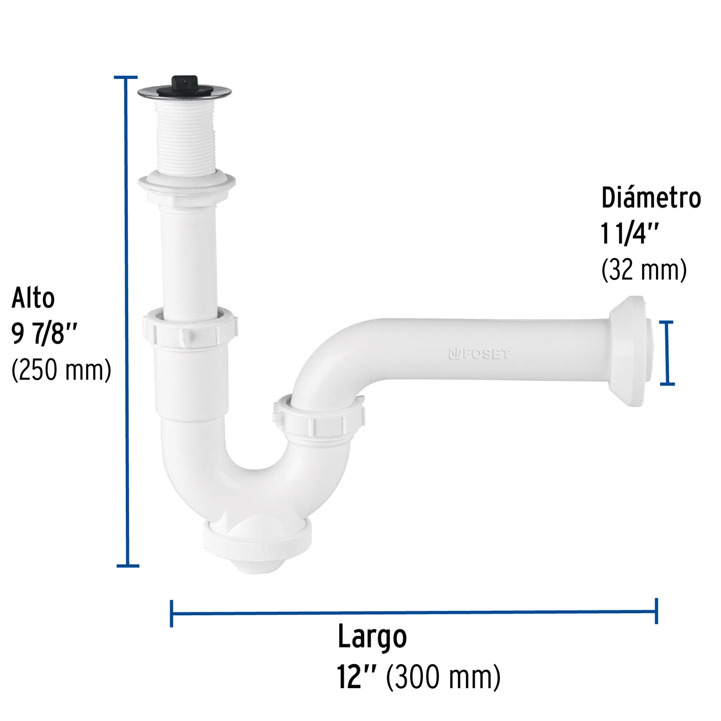 Céspol rígido 1-1/4', con contra, polipropileno, para lavabo CE-234 49508 MM00