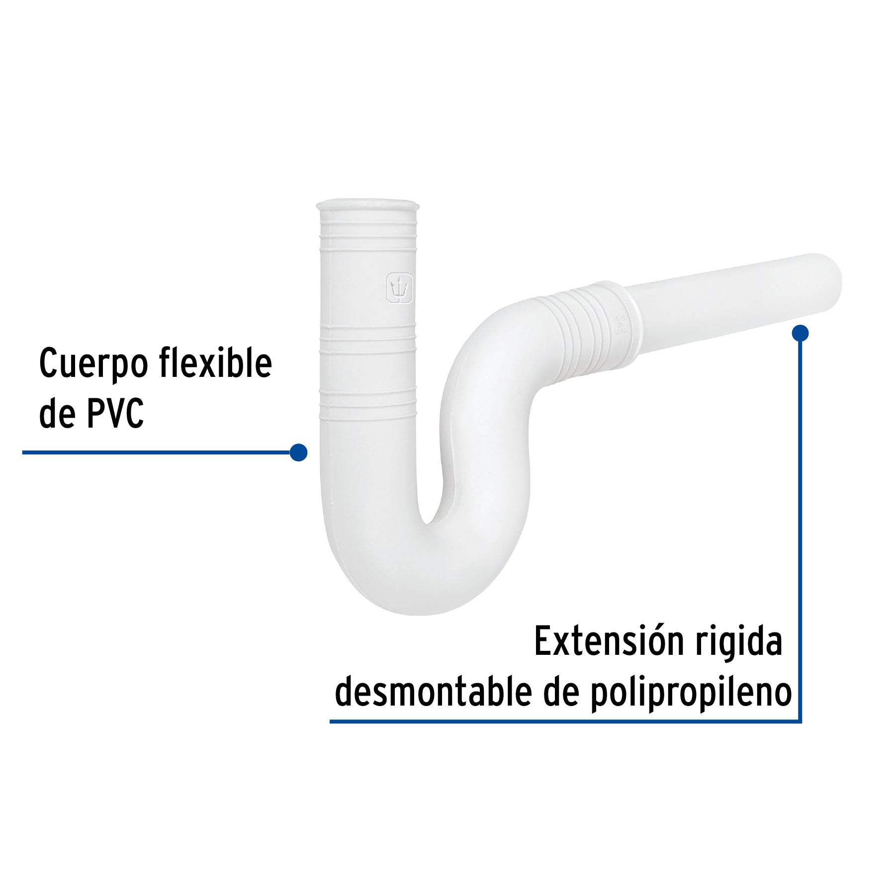 Céspol flexible 1-1/4' de PVC, con extensión, para lavabo CE-238 49947 MM00