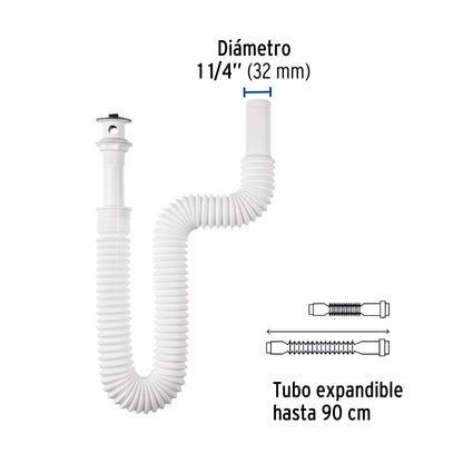 Céspol flexible para lavabo, 90 cm, arillo metálico, Foset CE-245 45318 MM00