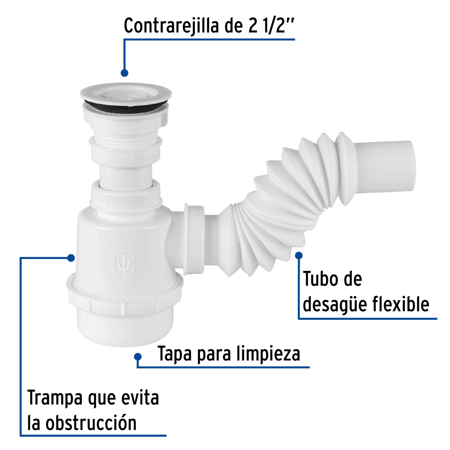 Céspol de bote 1 1/2', contra, polipropileno, para fregadero CE-291 49371 MM00