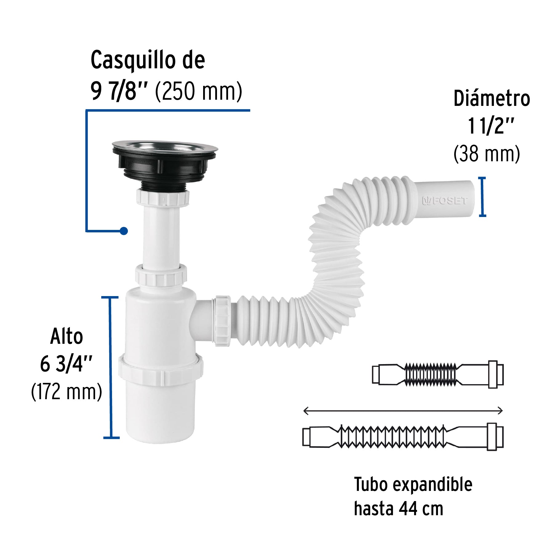 Céspol de bote con contracanasta de acero inox. p/fregadero CE-292 49506 MM00