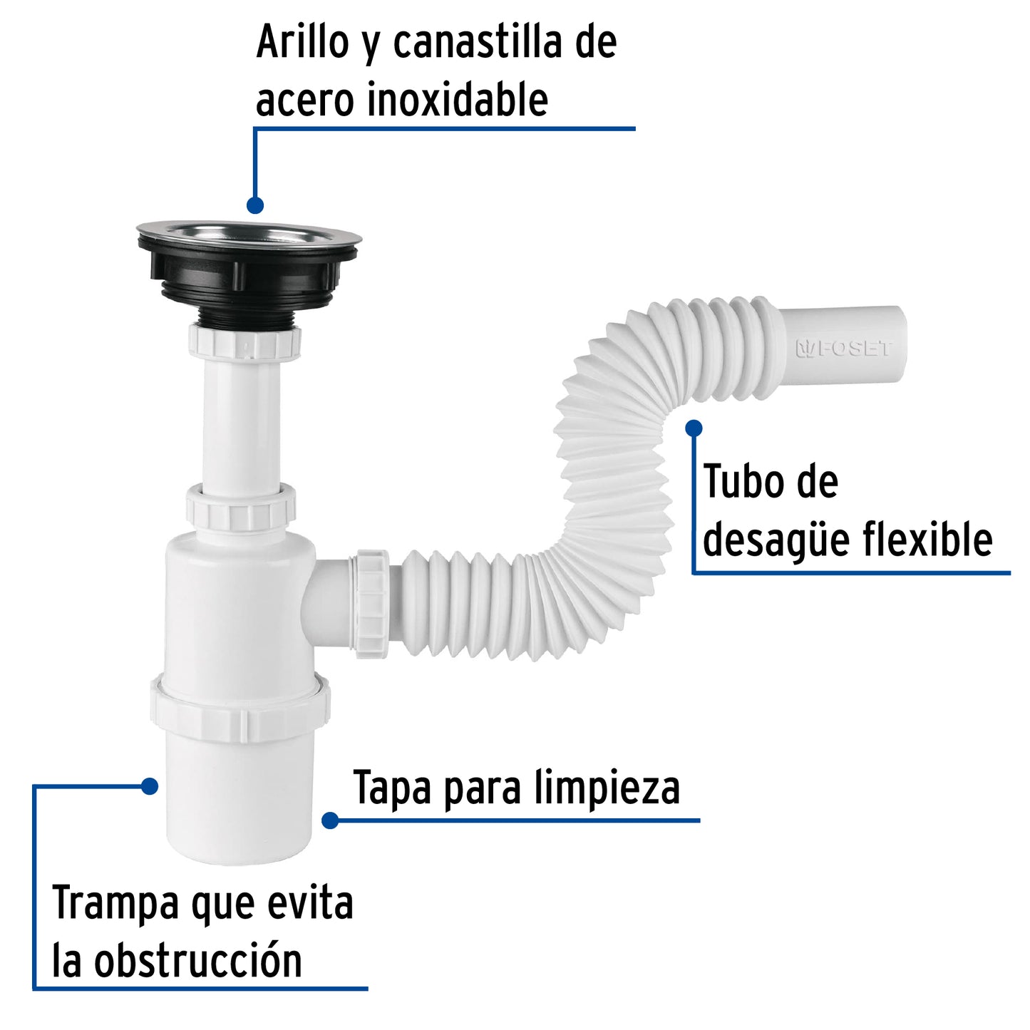 Céspol de bote con contracanasta de acero inox. p/fregadero CE-292 49506 MM00