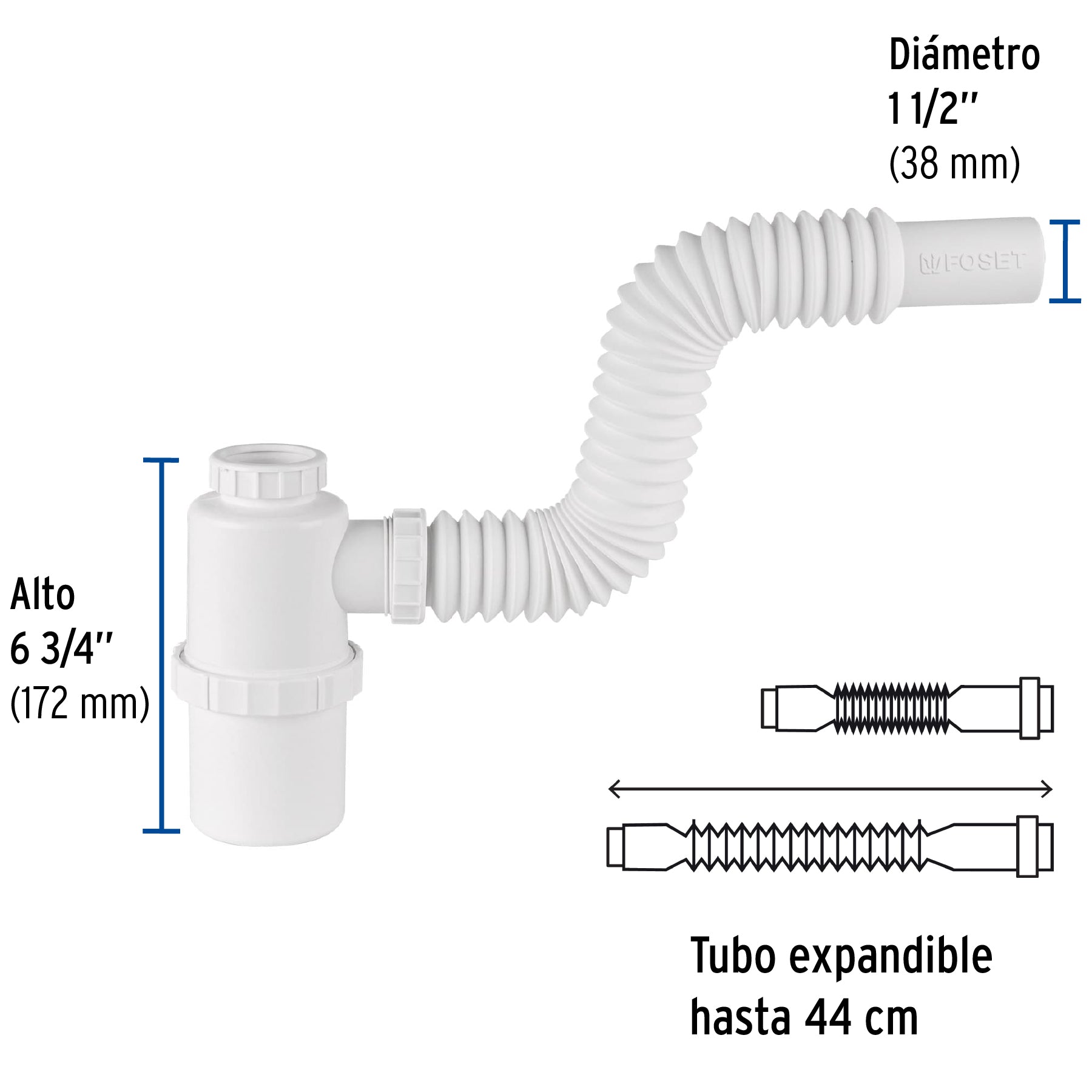 Céspol de bote 1-1/2', s/contra, polipropileno, p/fregadero CE-293 49334 MM00