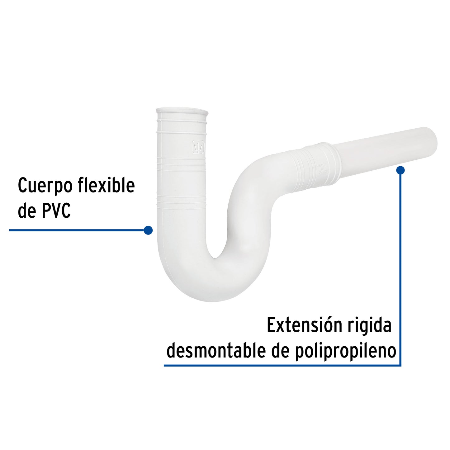 Céspol flexible 1-1/2' de PVC, con extensión, para fregadero CE-295 49948 MM00