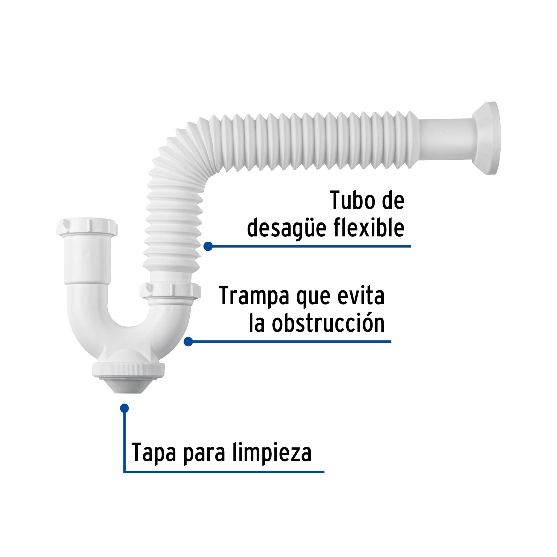 Céspol rígido p/fregadero s/contra, polipropileno, 1-1/2' CE-296 45317 MM00