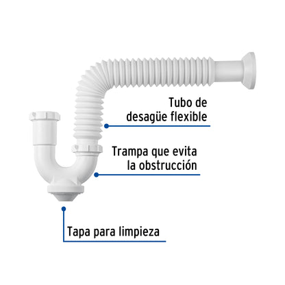 Céspol rígido p/fregadero s/contra, polipropileno, 1-1/2' CE-296 45317 MM00