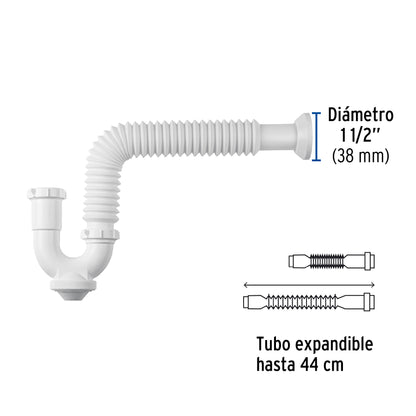 Céspol rígido p/fregadero s/contra, polipropileno, 1-1/2' CE-296 45317 MM00