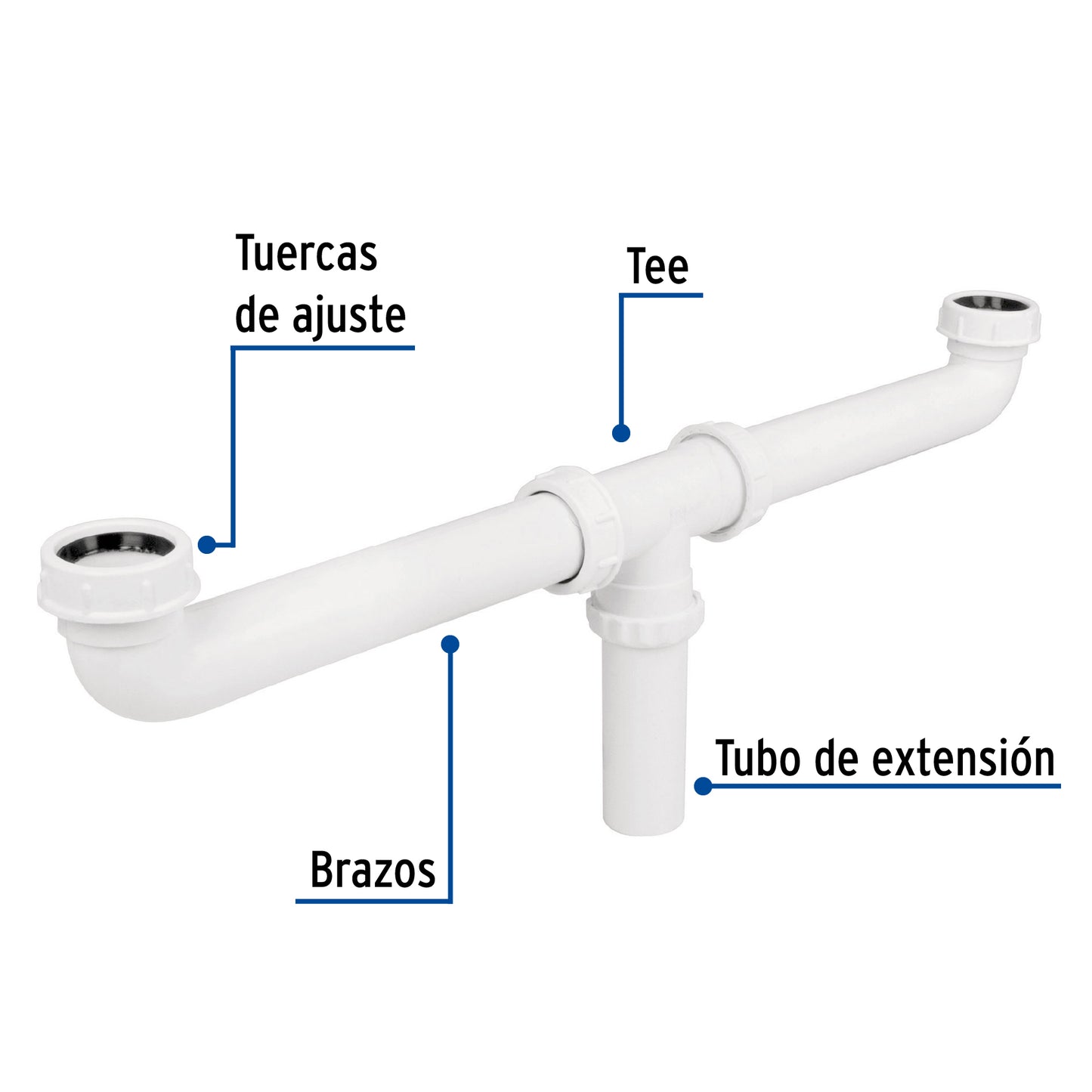 Céspol doble 1-1/2', s/contra, polipropileno, para fregadero CED-11 48338 MM00