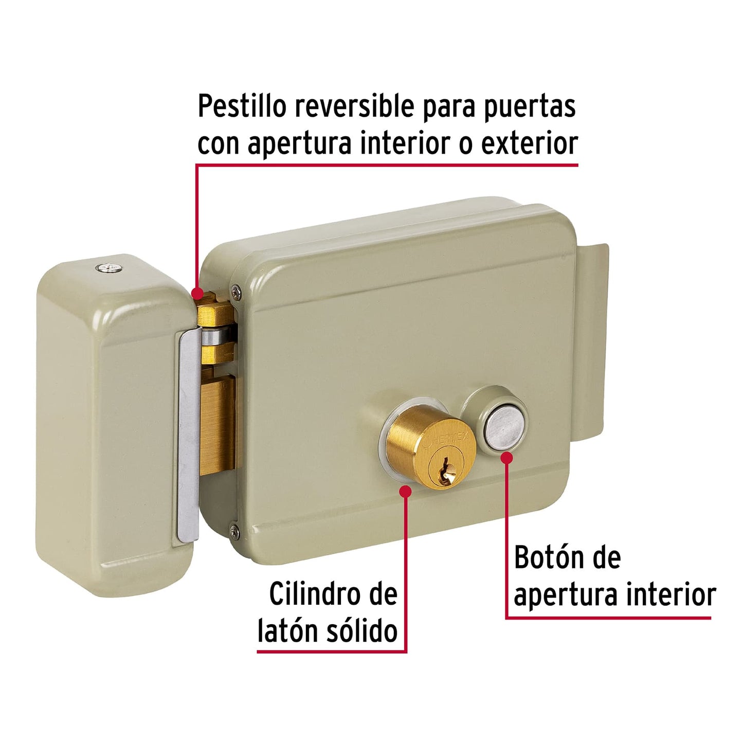 Cerradura electromecánica con botón, izquierda, Hermex CEM-32I 47977 MM00