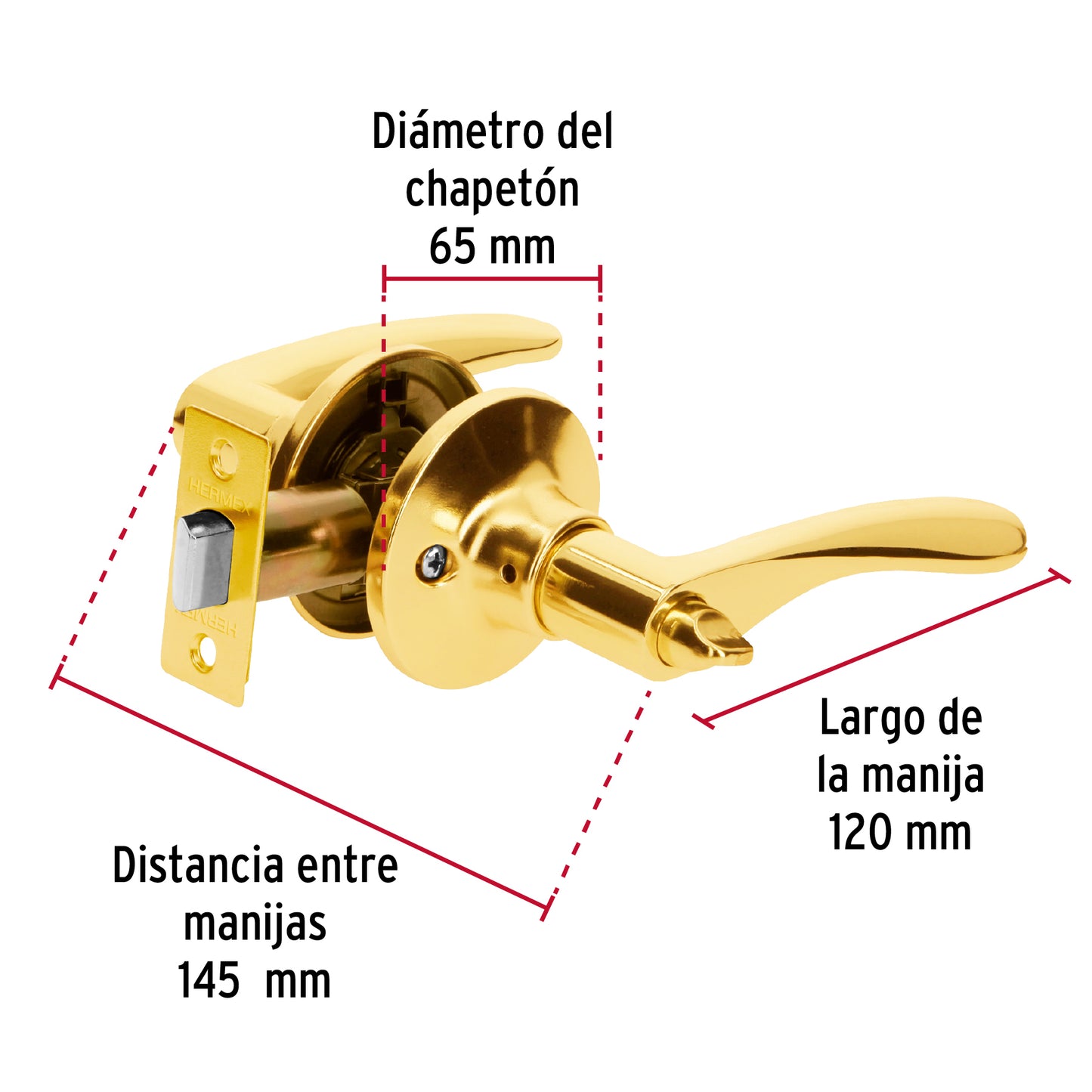 Cerradura manija 'Milán' baño latón brillante, cil metal CEMA-1BB 20033 MM0