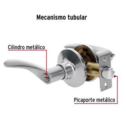 Cerradura manija 'Milán' recámara cromo mate, cil metal CEMA-3RB 20036 MM0