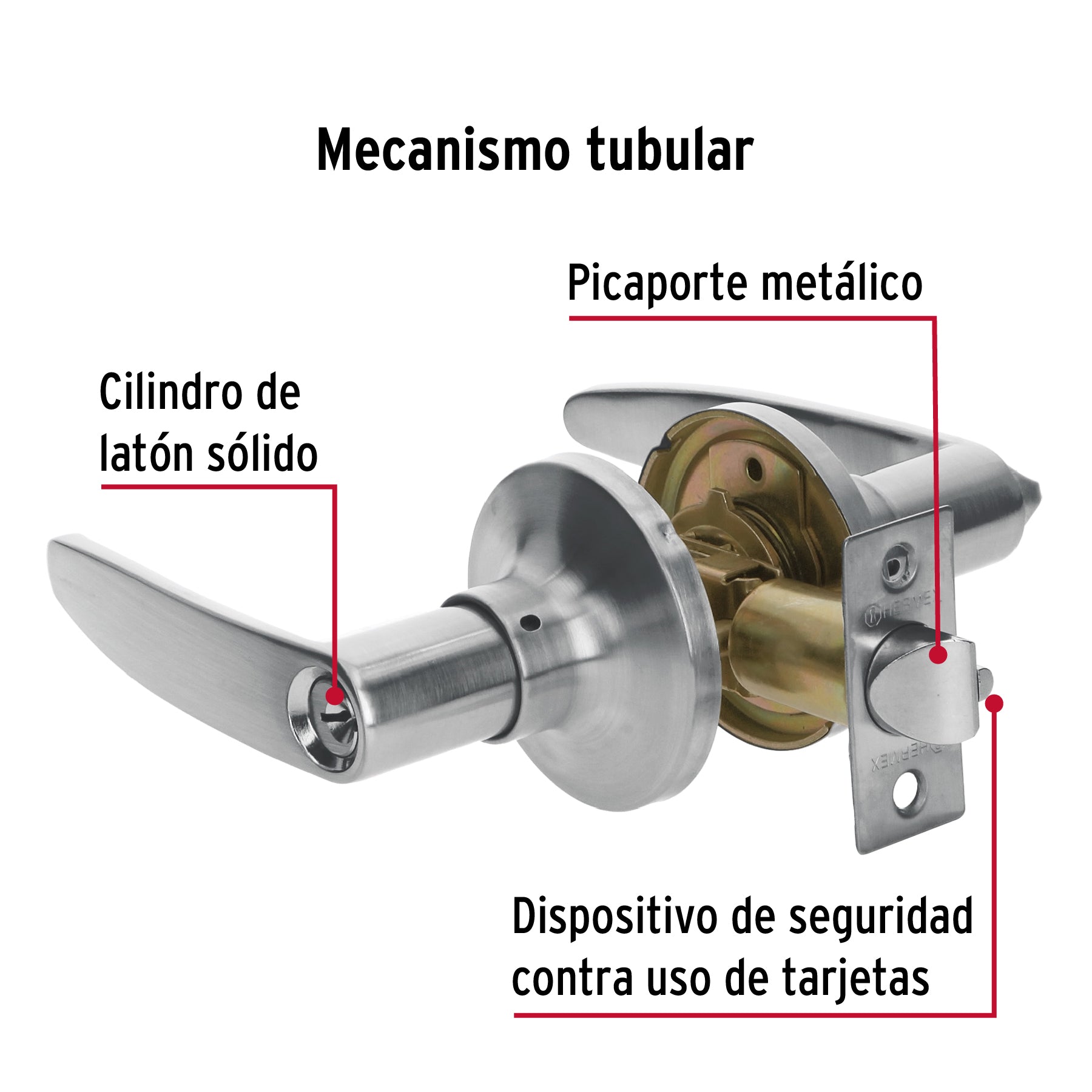 Cerradura manija 'Turín' p/recámara cromo mate, cil latón CEMA-3R 43654 MM0