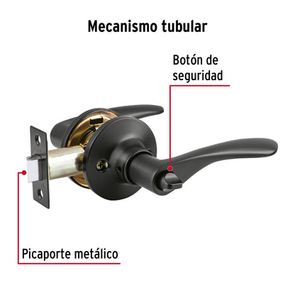 Cerradura manija 'Milán' p/baño, negro, cil latón, Basic CEMA-6BB 28154 MM0