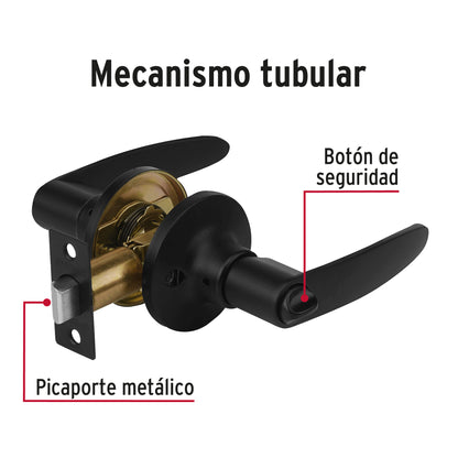 Cerradura de manija 'Turín' p/baño, negro, cilindro latón CEMA-6B 49853 MM0