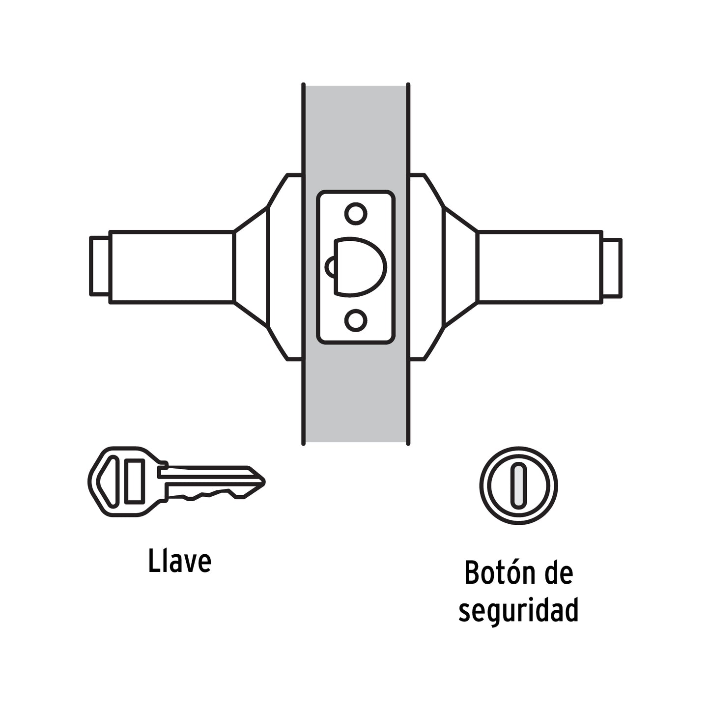 Cerradura manija 'Milán' p/recámara, negro, cil latón, Basic CEMA-6RB 28153 MM0