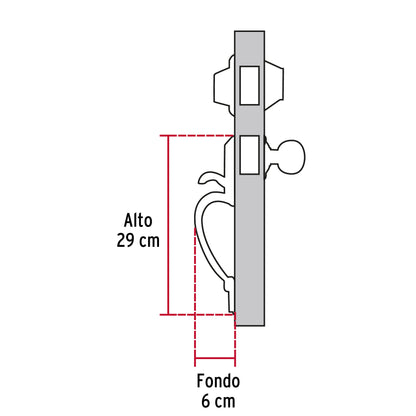 Jaladera, perilla y cerrojo llave-llave, latón brillante CEP-12PJ 43020 MM0