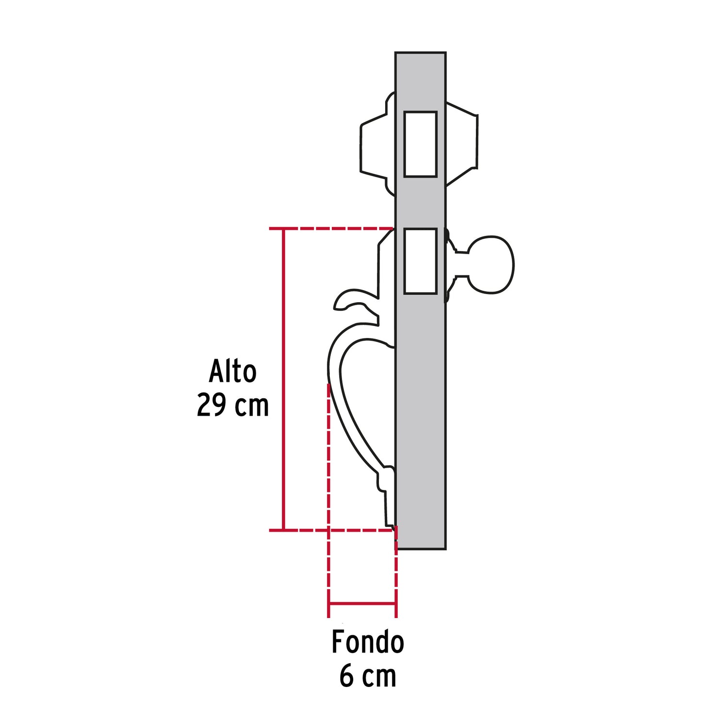 Jaladera, perilla y cerrojo llave-llave, latón antiguo CEP-22PJ 43022 MM0