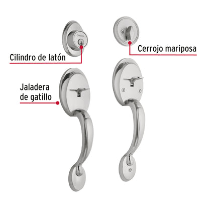 Doble jaladera, perilla y cerrojo mariposa, cromo mate,Basic CEP-31JJP 23678 MM0