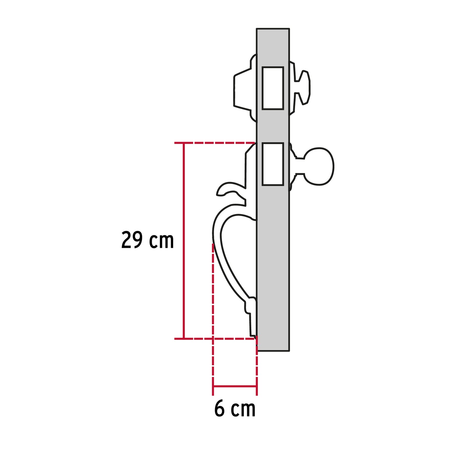 Doble jaladera, perilla y cerrojo llave-mariposa, cromo mate CEP-31JJ 43028 MM0