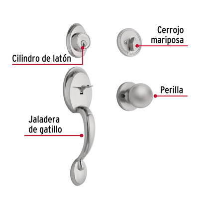 Jaladera, perilla y cerrojo mariposa, cromo mate, Basic CEP-31PJP 23675 MM0