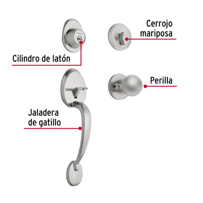 Jaladera, perilla y cerrojo llave-mariposa, cromo mate CEP-31PJ 43025 MM0