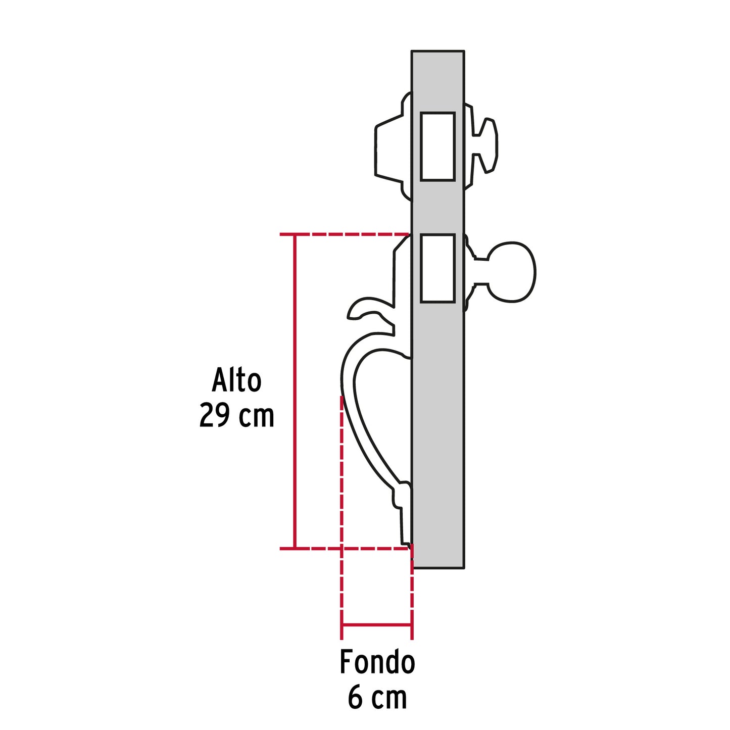 Jaladera, perilla y cerrojo llave-mariposa, cromo mate CEP-31PJ 43025 MM0