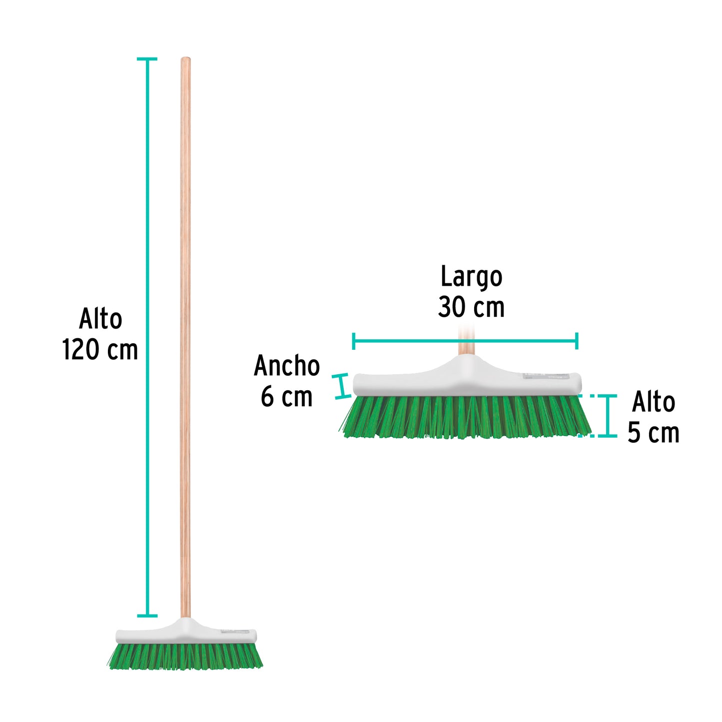 Cepillo industrial cerda rígida de 30 cm, bastón de madera CEPI-30 57034 MM2