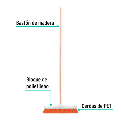 Cepillo industrial cerda rígida de 40 cm, bastón de madera CEPI-40 57035 MM2