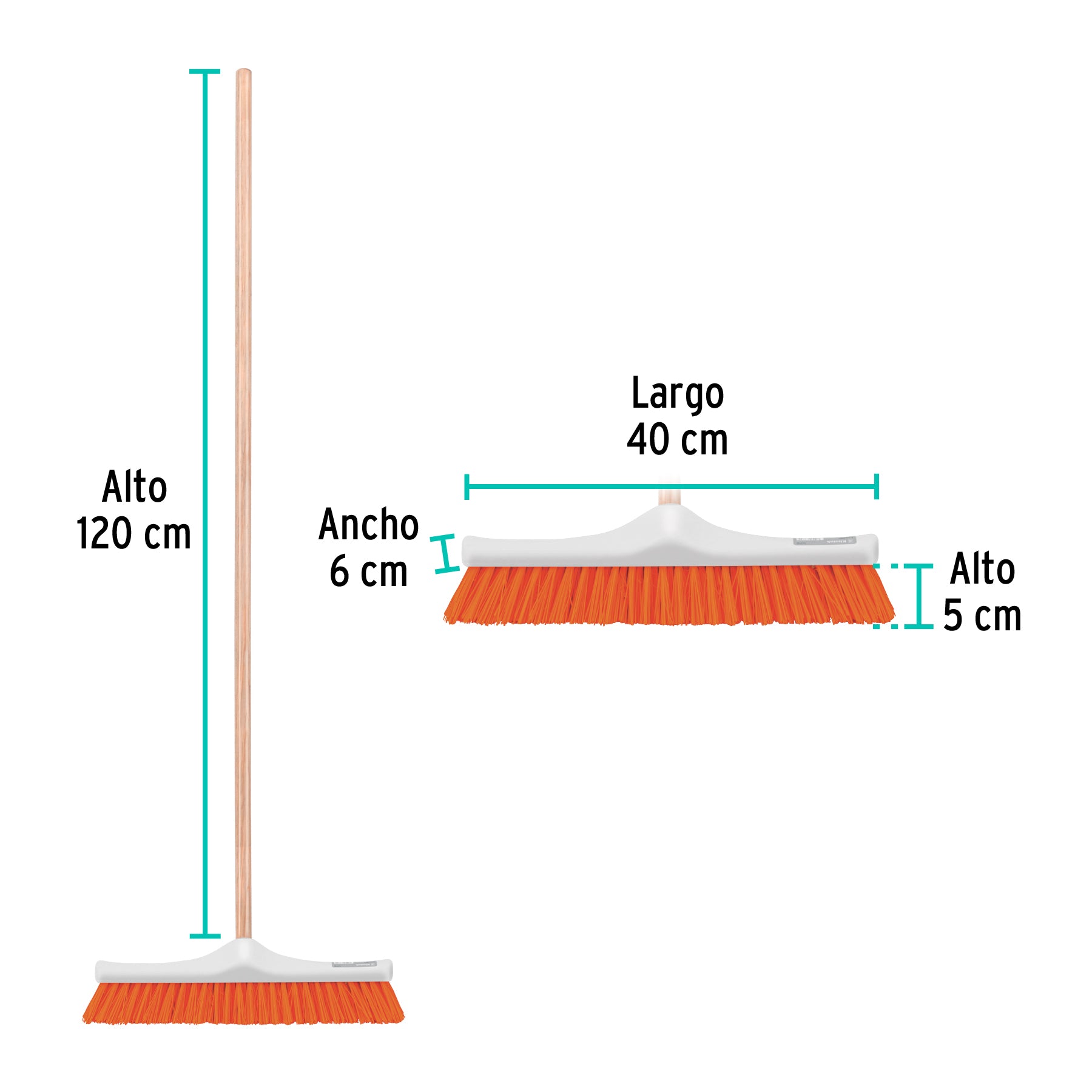 Cepillo industrial cerda rígida de 40 cm, bastón de madera CEPI-40 57035 MM2