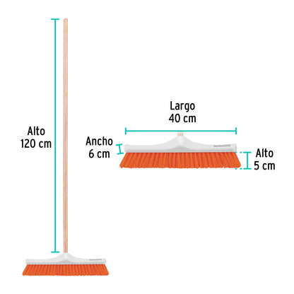 Cepillo industrial cerda rígida de 40 cm, bastón de madera CEPI-40 57035 MM2