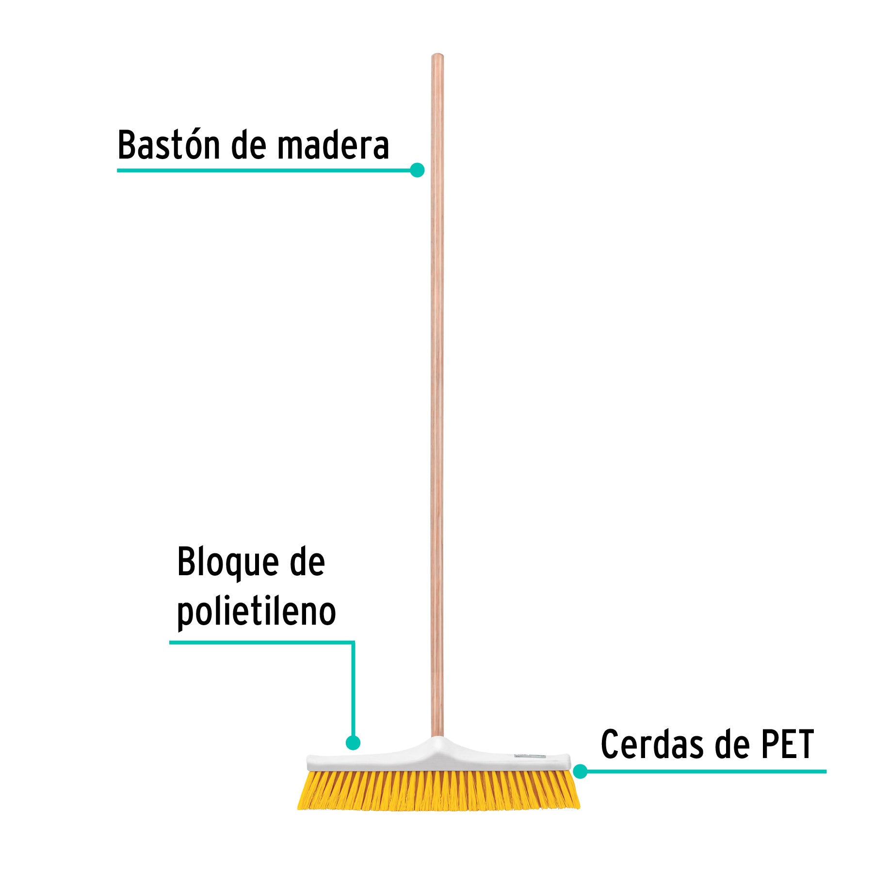 Cepillo industrial cerda suave de 50 cm con bastón de madera CEPI-50 57036 MM2