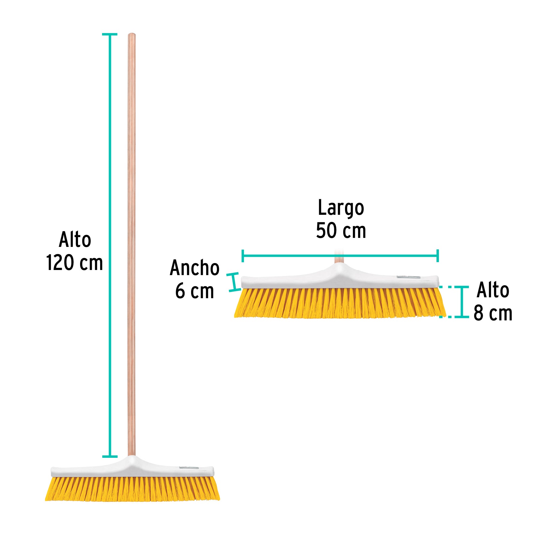 Cepillo industrial cerda suave de 50 cm con bastón de madera CEPI-50 57036 MM2