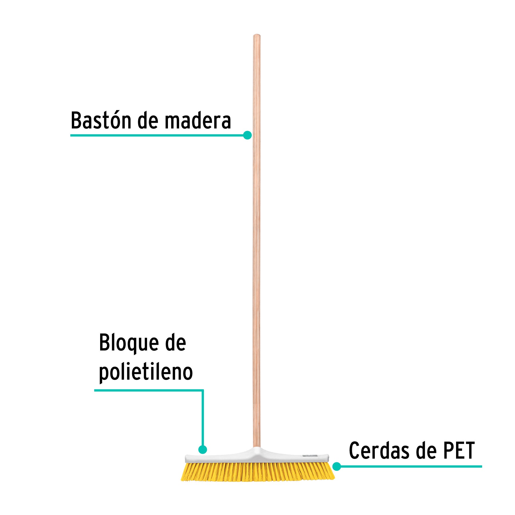 Cepillo industrial cerda suave de 56 cm con bastón de madera CEPI-60 57037 MM2