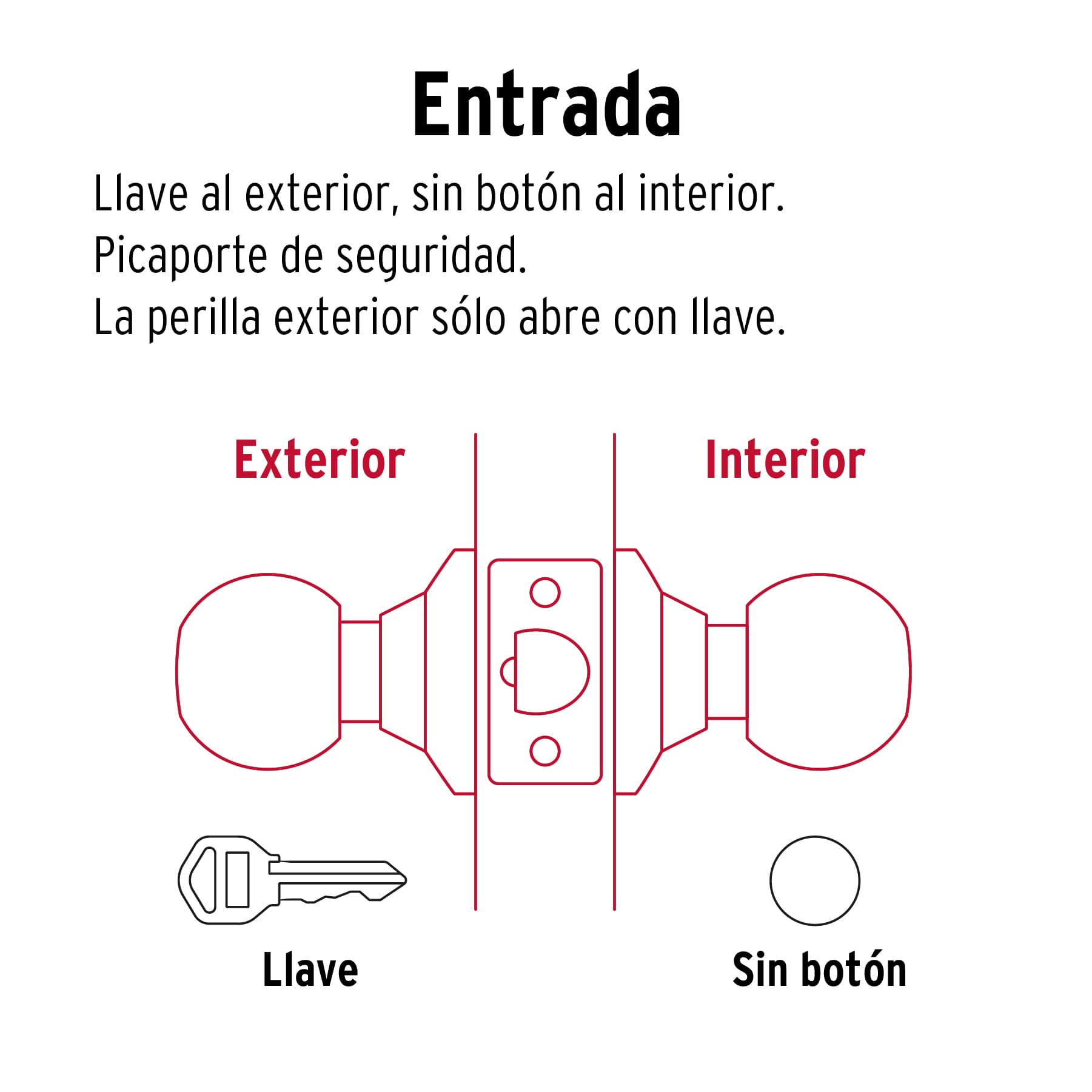 Cerradura tipo esfera para entrada, latón brillante, Hermex CEPO-11E 43472 MM0