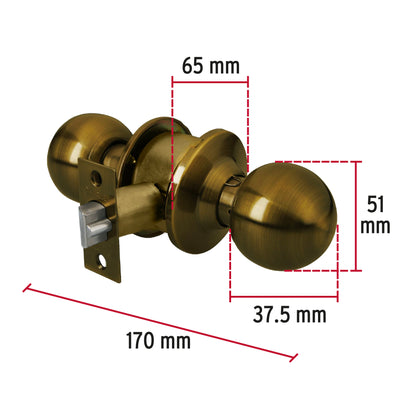 Cerradura tipo esfera para entrada, latón antiguo, Hermex CEPO-21E 43469 MM0