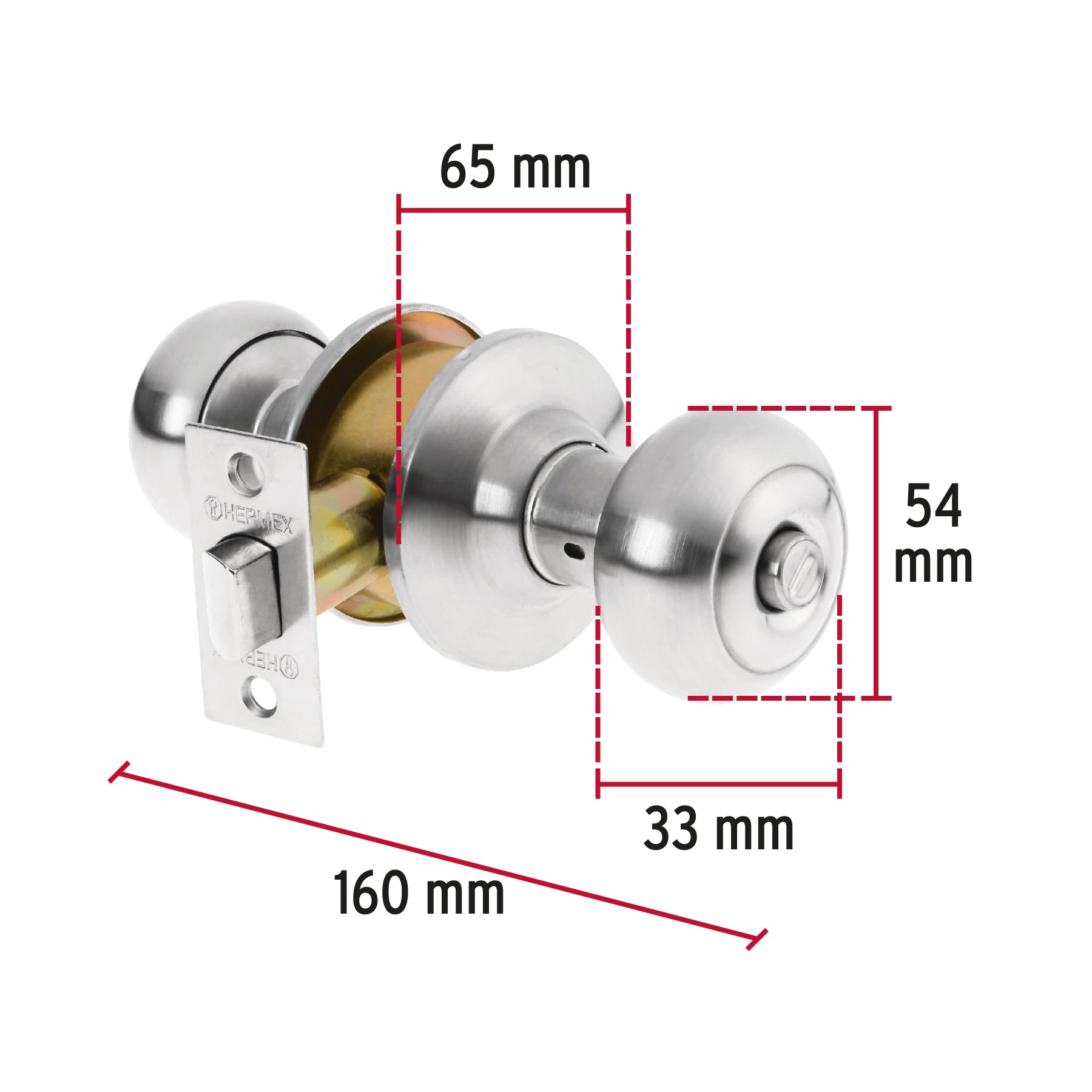 Cerradura tipo oval para baño, cromo mate, Hermex CEPO-32B 43450 MM0