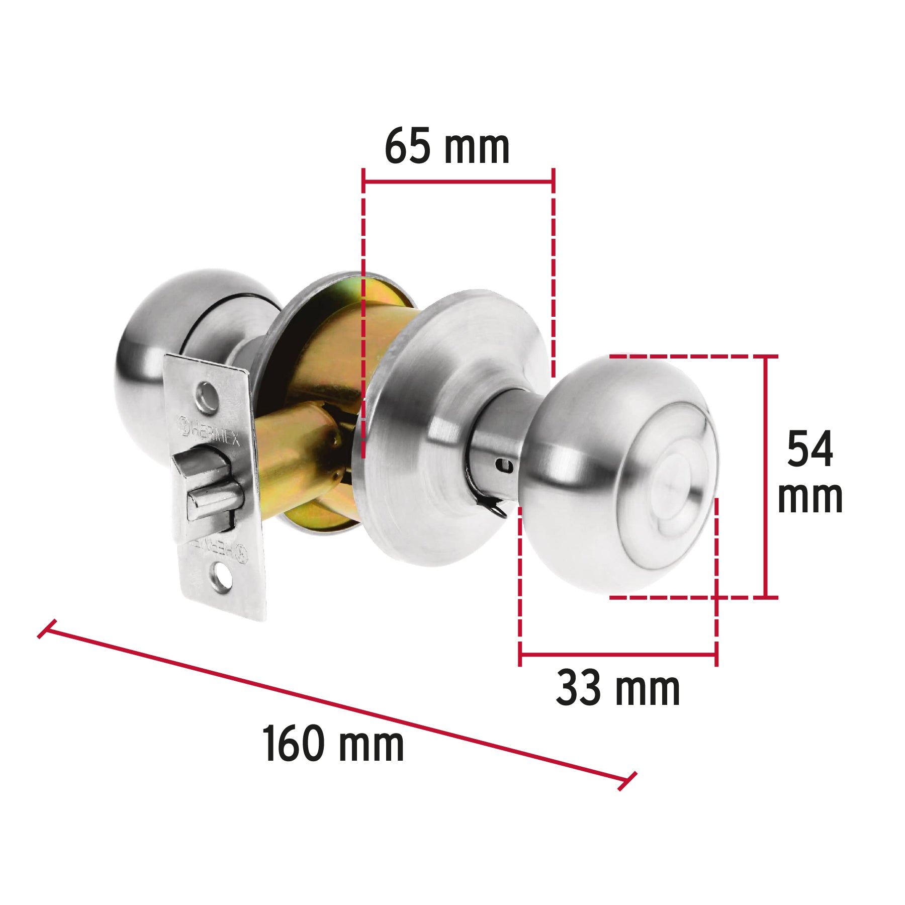 Cerradura tipo oval para entrada, cromo mate, Hermex CEPO-32E 43451 MM0