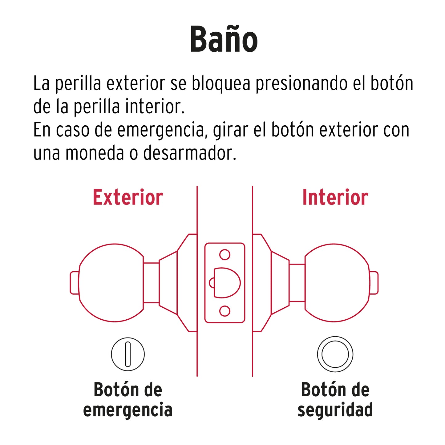 Cerradura pomo, negro, esfera, baño, Hermex CEPO-61B 47911 MM0