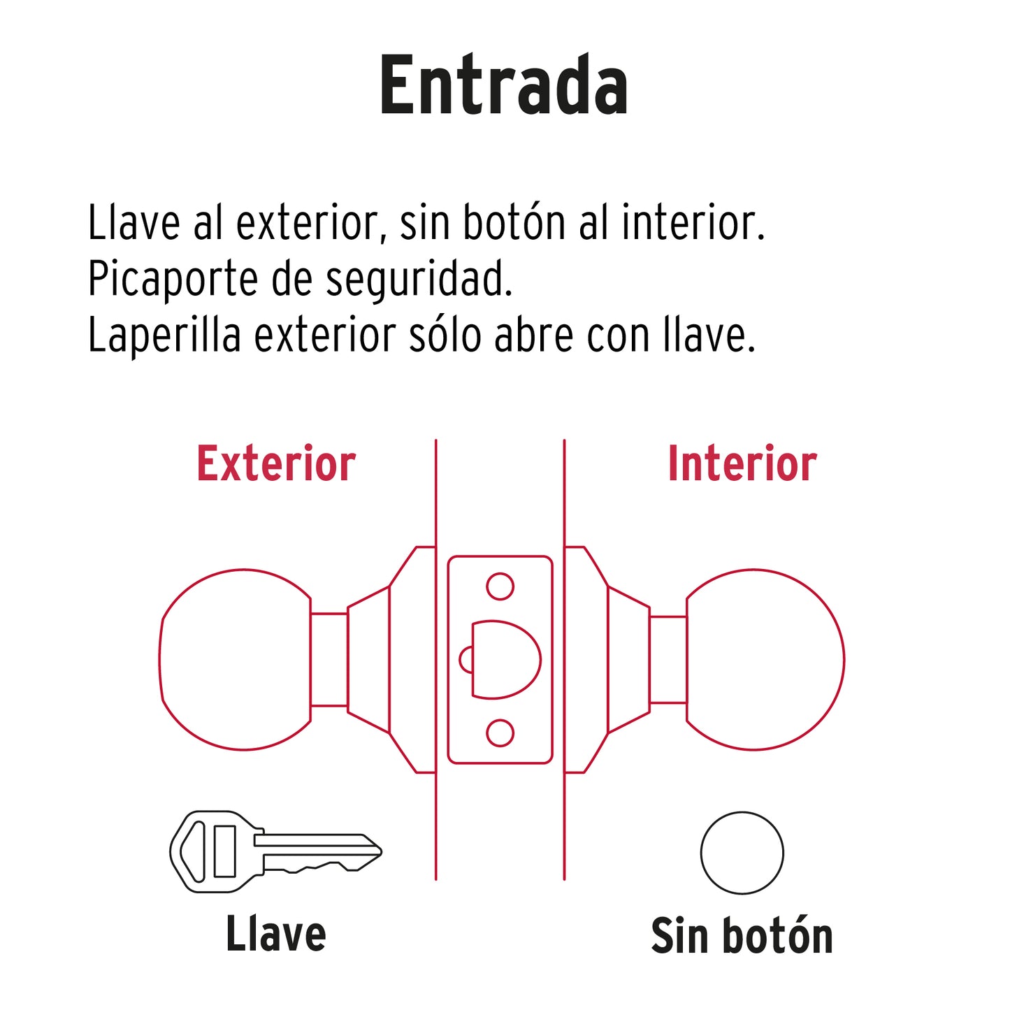 Cerradura pomo, negro, esfera, entrada, Hermex CEPO-61E 47909 MM0