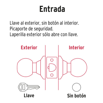 Cerradura pomo, negro, oval, entrada, Hermex CEPO-62E 47912 MM0