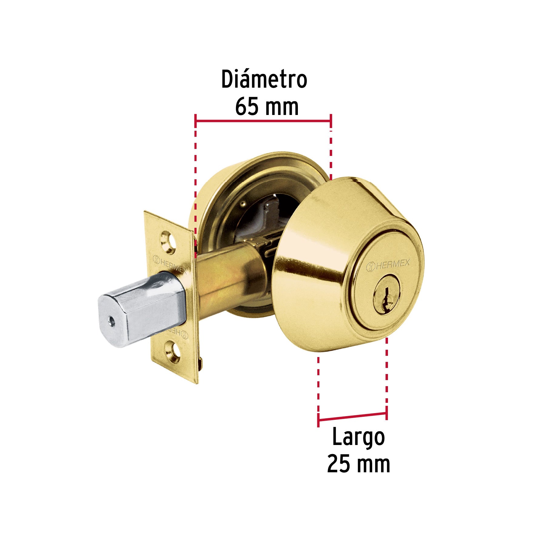 Cerrojo llave-mariposa latón brillante, llave tradicional CERO-11P 23613 MM0