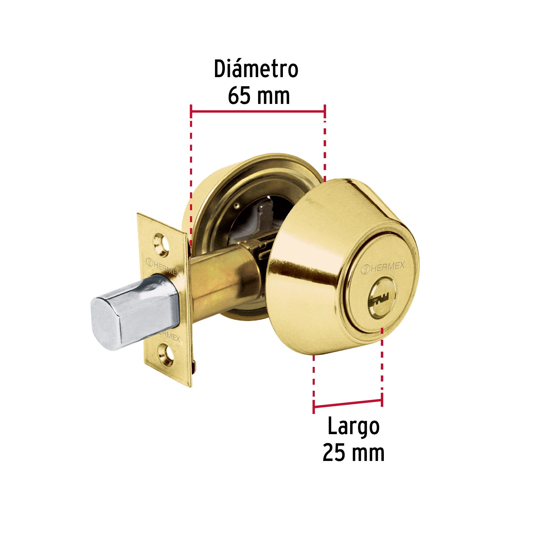 Cerrojo llave-mariposa latón brillante, llave de puntos CERO-11 43591 MM0