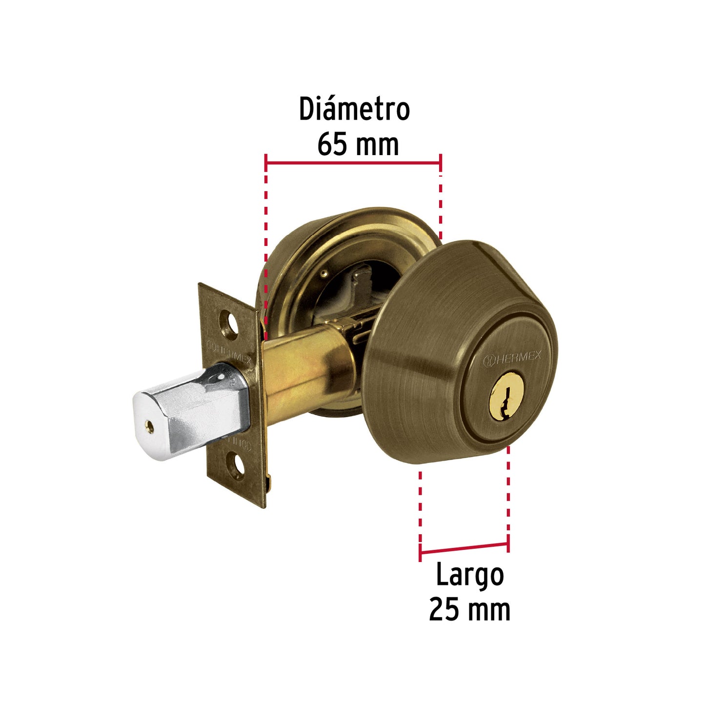 Cerrojo llave-mariposa latón antiguo, llave tradicional CERO-21P 23615 MM0