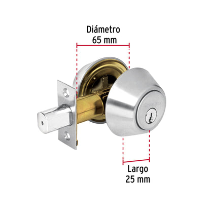 Cerrojo llave-mariposa cromo mate, llave tradicional, Hermex CERO-31P 23614 MM0