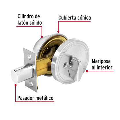 Cerrojo llave-mariposa cromo mate, llave de puntos, Hermex CERO-31 43601 MM0